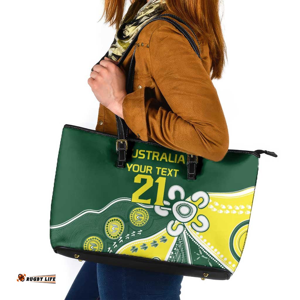 Custom Cricket Aussie Pride Leather Tote Bag Indigenous Inspired LT9