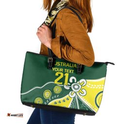 Custom Cricket Aussie Pride Leather Tote Bag Indigenous Inspired LT9