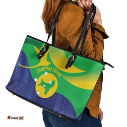 Australia Christmas Island Leather Tote Bag Wilayah Pulau Krismas Flag Color LT14