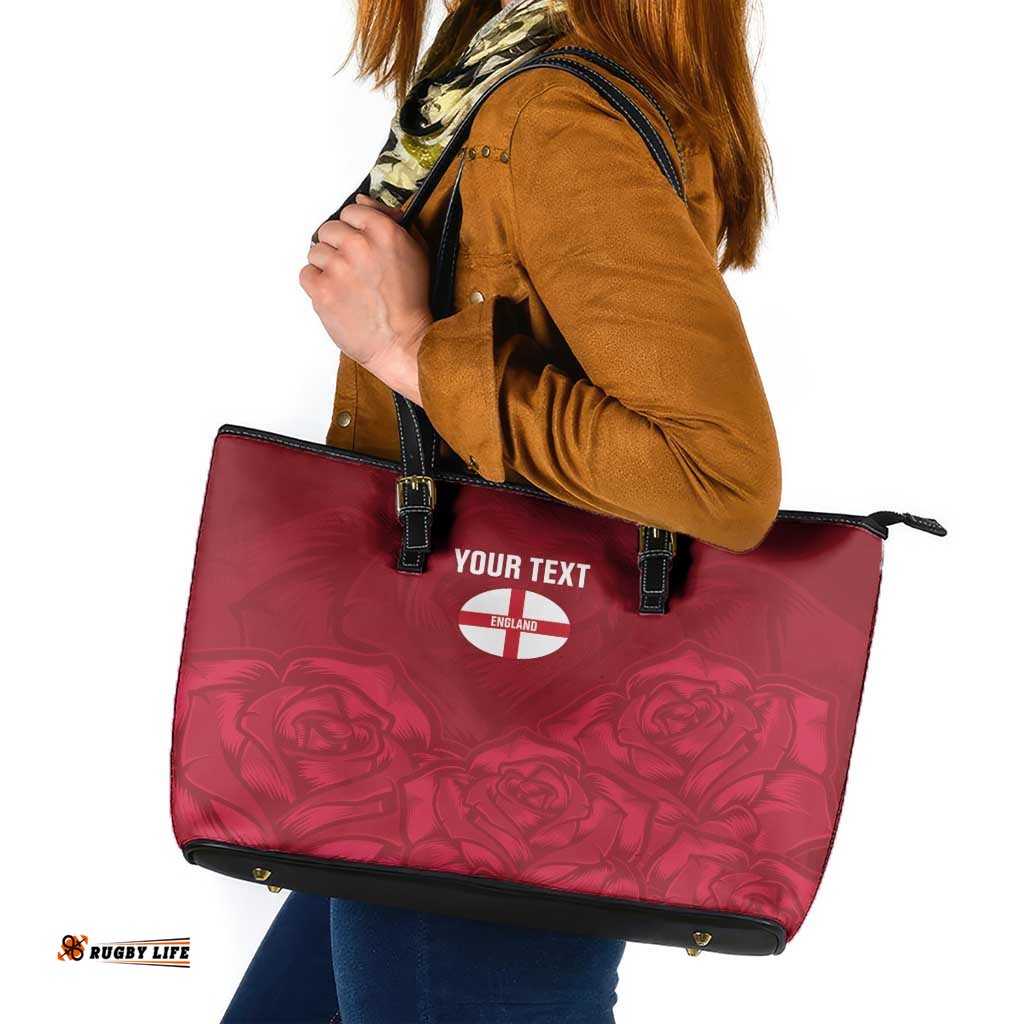 Custom England Rugby 2025 Leather Tote Bag Go Champions Red Rose LT14