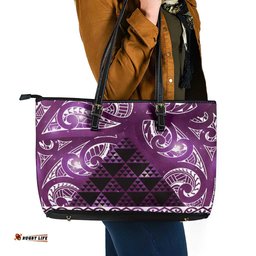 Matariki New Zealand Leather Tote Bag NZ Niho Taniwha Maori New Year Purple Galaxy LT14