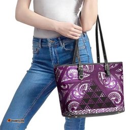 Matariki New Zealand Leather Tote Bag NZ Niho Taniwha Maori New Year Purple Galaxy LT14