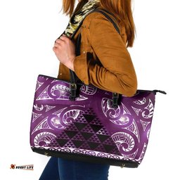 Matariki New Zealand Leather Tote Bag NZ Niho Taniwha Maori New Year Purple Galaxy LT14
