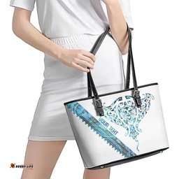 Kahui Whetu Paua shell Kowhaiwhai Taniko Personalised Leather Tote Bag Manta Ray Shark-Turtle Maori Tribal Style LT9