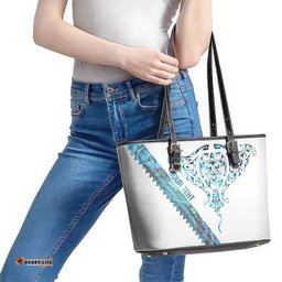 Kahui Whetu Paua shell Kowhaiwhai Taniko Personalised Leather Tote Bag Manta Ray Shark-Turtle Maori Tribal Style LT9