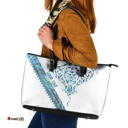 Kahui Whetu Paua shell Kowhaiwhai Taniko Personalised Leather Tote Bag Manta Ray Shark-Turtle Maori Tribal Style LT9
