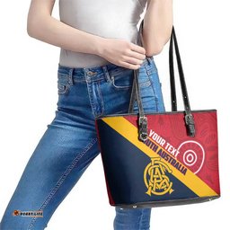 Custom South Australia Cricket Leather Tote Bag Go Champions - Aboriginal Art LT14