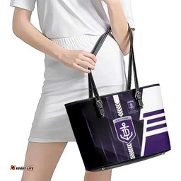 Fremantle Dockers Leather Tote Bag Modern Geometric Sports Graphic Style TS04