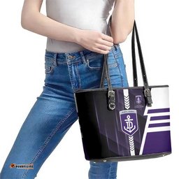 Fremantle Dockers Leather Tote Bag Modern Geometric Sports Graphic Style TS04