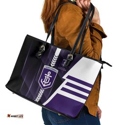Fremantle Dockers Leather Tote Bag Modern Geometric Sports Graphic Style TS04