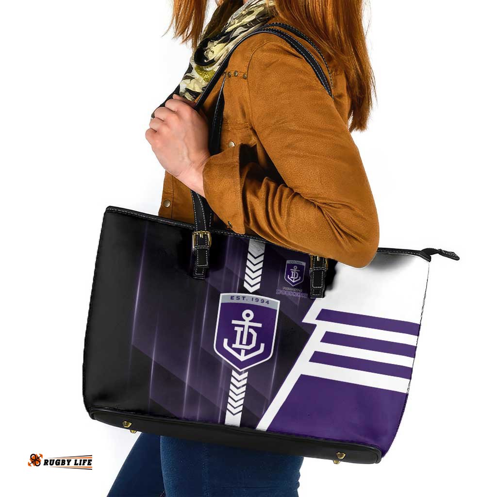 Fremantle Dockers Leather Tote Bag Modern Geometric Sports Graphic Style TS04