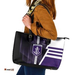 Fremantle Dockers Leather Tote Bag Modern Geometric Sports Graphic Style TS04