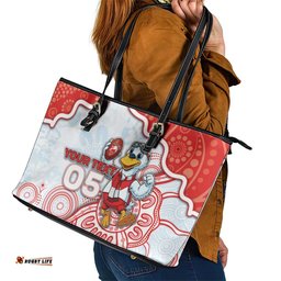 Custom Swans Football Leather Tote Bag Aboriginal Dot Art Pattern DT05