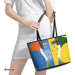 India Vs Australia Cricket Leather Tote Bag Final Matchup LT05