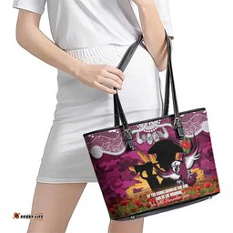 Personalised Sea Eagles Rugby ANZAC Day Leather Tote Bag Last Post Poppy We Will Remember Them LT14