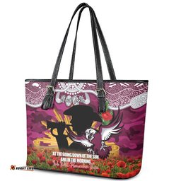 Personalised Sea Eagles Rugby ANZAC Day Leather Tote Bag Last Post Poppy We Will Remember Them LT14