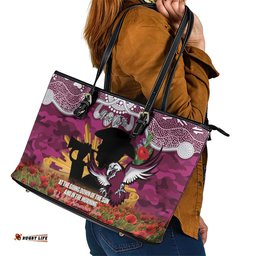 Personalised Sea Eagles Rugby ANZAC Day Leather Tote Bag Last Post Poppy We Will Remember Them LT14