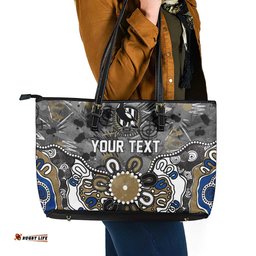 Personalized Collingwood Magpies Leather Tote Bag Aboriginal Dot Painting Graffiti Style TS04
