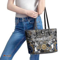 Personalized Collingwood Magpies Leather Tote Bag Aboriginal Dot Painting Graffiti Style TS04