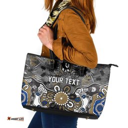 Personalized Collingwood Magpies Leather Tote Bag Aboriginal Dot Painting Graffiti Style TS04
