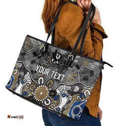 Personalized Collingwood Magpies Leather Tote Bag Aboriginal Dot Painting Graffiti Style TS04