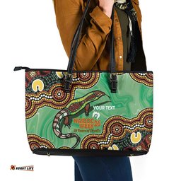 Personalised Australia Goanna NAIDOC Week 2026 Leather Tote Bag 50 Years of Deadly Aboriginal Art LT14