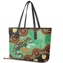Personalised Australia Goanna NAIDOC Week 2026 Leather Tote Bag 50 Years of Deadly Aboriginal Art LT14