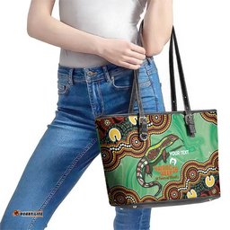 Personalised Australia Goanna NAIDOC Week 2026 Leather Tote Bag 50 Years of Deadly Aboriginal Art LT14