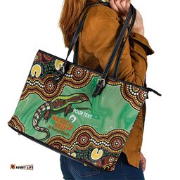 Personalised Australia Goanna NAIDOC Week 2026 Leather Tote Bag 50 Years of Deadly Aboriginal Art LT14