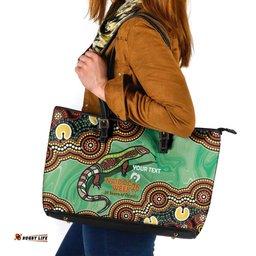 Personalised Australia Goanna NAIDOC Week 2026 Leather Tote Bag 50 Years of Deadly Aboriginal Art LT14