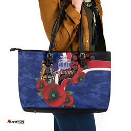 North Kangaroos ANZAC Personalised Leather Tote Bag Lest We Forget Poppy Camo LT9