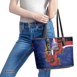 North Kangaroos ANZAC Personalised Leather Tote Bag Lest We Forget Poppy Camo LT9