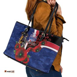 North Kangaroos ANZAC Personalised Leather Tote Bag Lest We Forget Poppy Camo LT9
