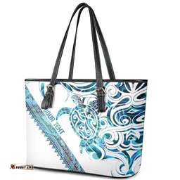 Kahui Whetu Paua shell Kowhaiwhai Taniko Personalised Leather Tote Bag Turtle Tattoo Maori Tribal Style LT9