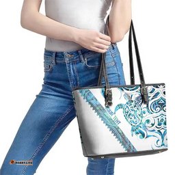 Kahui Whetu Paua shell Kowhaiwhai Taniko Personalised Leather Tote Bag Turtle Tattoo Maori Tribal Style LT9