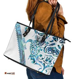Kahui Whetu Paua shell Kowhaiwhai Taniko Personalised Leather Tote Bag Turtle Tattoo Maori Tribal Style LT9