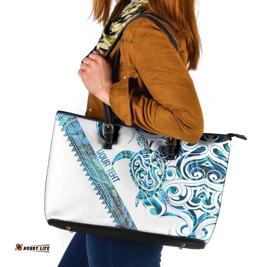 Kahui Whetu Paua shell Kowhaiwhai Taniko Personalised Leather Tote Bag Turtle Tattoo Maori Tribal Style LT9