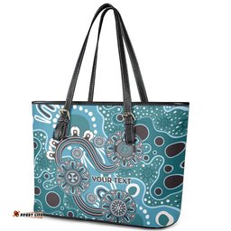 Personalised NAIDOC Week 50 Years Deadly Always Leather Tote Bag Teal Aboriginal Artwork Dot Painting LT9