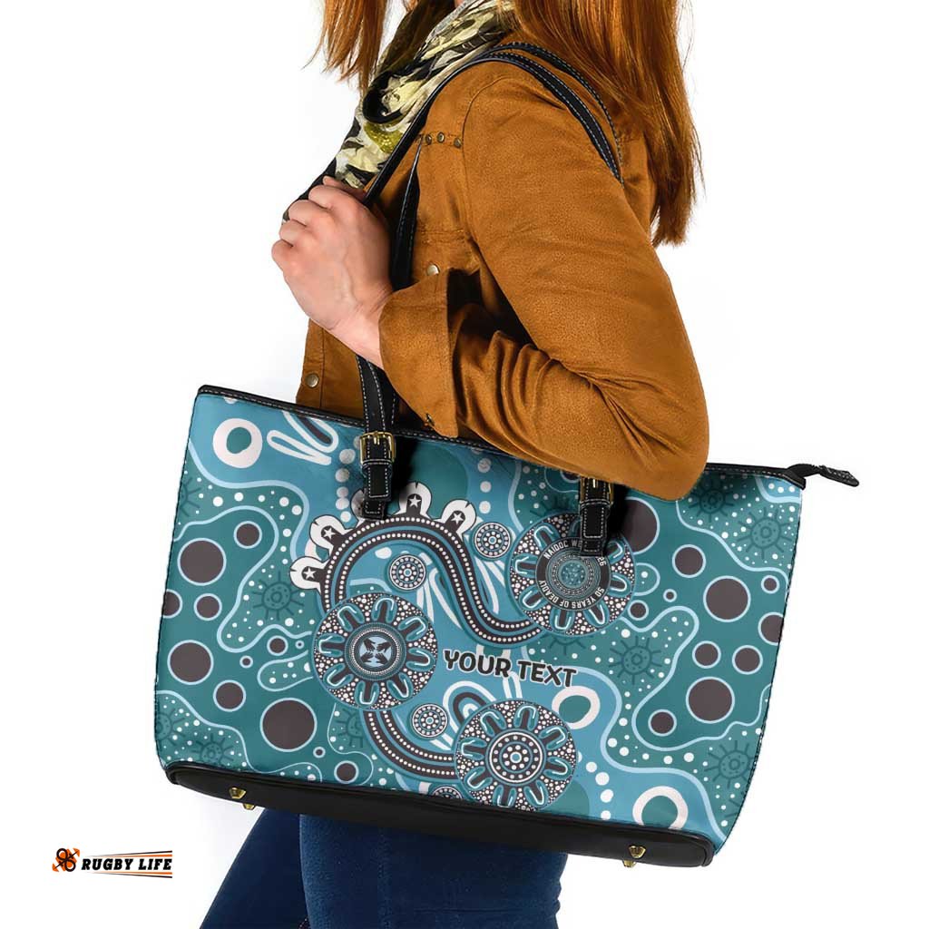 Personalised NAIDOC Week 50 Years Deadly Always Leather Tote Bag Teal Aboriginal Artwork Dot Painting LT9