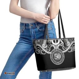 Kia Kaha Te Reo Maori New Zealand Leather Tote Bag 50th Anniversary Ake Ake Ake LT14