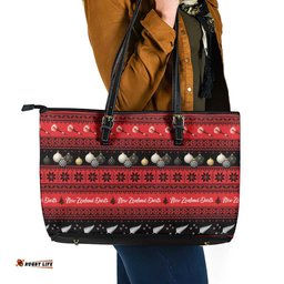 New Zealand Darts Christmas Leather Tote Bag Merry Xmas Aotearoa Maori Red LT14