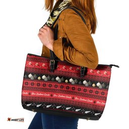 New Zealand Darts Christmas Leather Tote Bag Merry Xmas Aotearoa Maori Red LT14