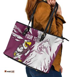 Personalized Manly Warringah Sea Eagles Leather Tote Bag Dynamic Lightning Mascot Rugby Australia TS04