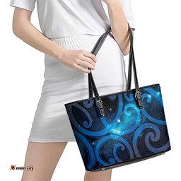 New Zealand Maori Matariki Leather Tote Bag Galaxy Kowhaiwhai LT7
