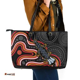 Indigenous Platypus Australia Leather Tote Bag Australian Aboriginal Art Proud LT14