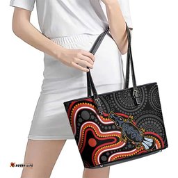 Indigenous Platypus Australia Leather Tote Bag Australian Aboriginal Art Proud LT14