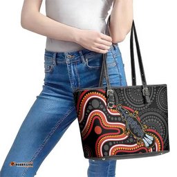 Indigenous Platypus Australia Leather Tote Bag Australian Aboriginal Art Proud LT14