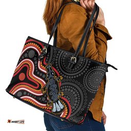 Indigenous Platypus Australia Leather Tote Bag Australian Aboriginal Art Proud LT14