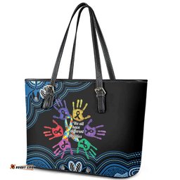Autism Awareness Australia Indigenous Leather Tote Bag We All Have Different Abilities LT14