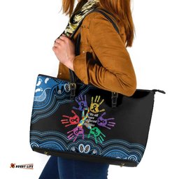 Autism Awareness Australia Indigenous Leather Tote Bag We All Have Different Abilities LT14
